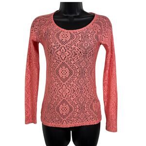 Mudd Pink Lace Top Floral Long Sleeve XS Whimsygoth Fairy Y2K